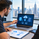 Full Scope IT Solutions reviewing a data backup and recovery plan for a Manhattan business